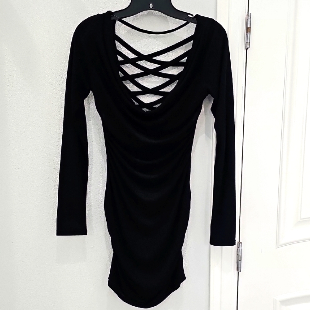 Elegant Black Crisscross Back Dress